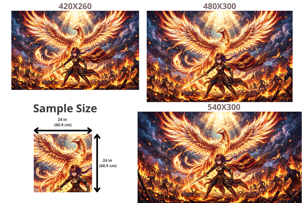 Epic Anime Phoenix Warrior Wall Mural Fiery Fantasy Battlefield Wallpaper
