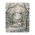 Serene Winter Woodland Sherpa Fleece Blanket Nordic Forest Cozy Throw
