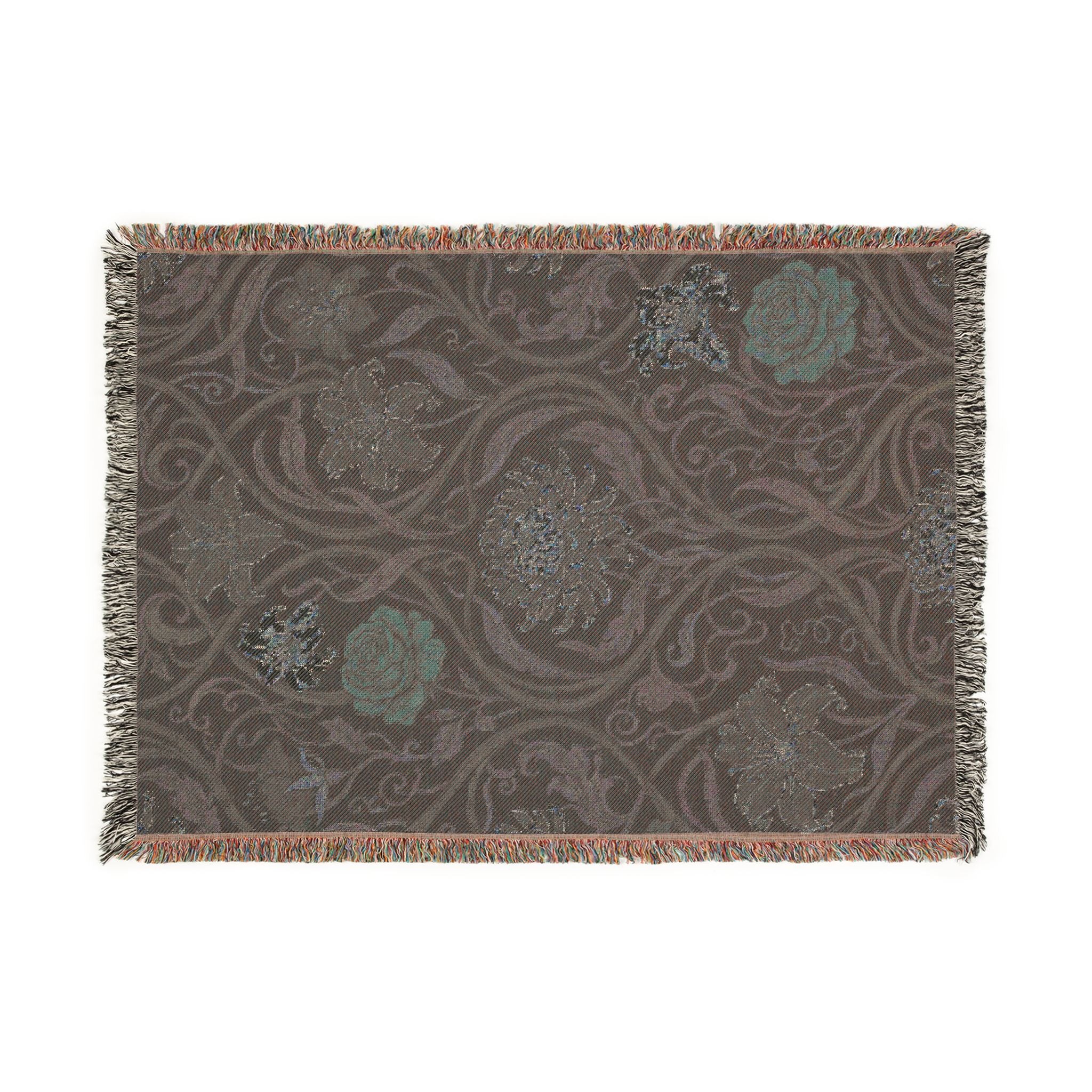 Art Nouveau Floral Woven Throw Blanket William Morris Style Tapestry