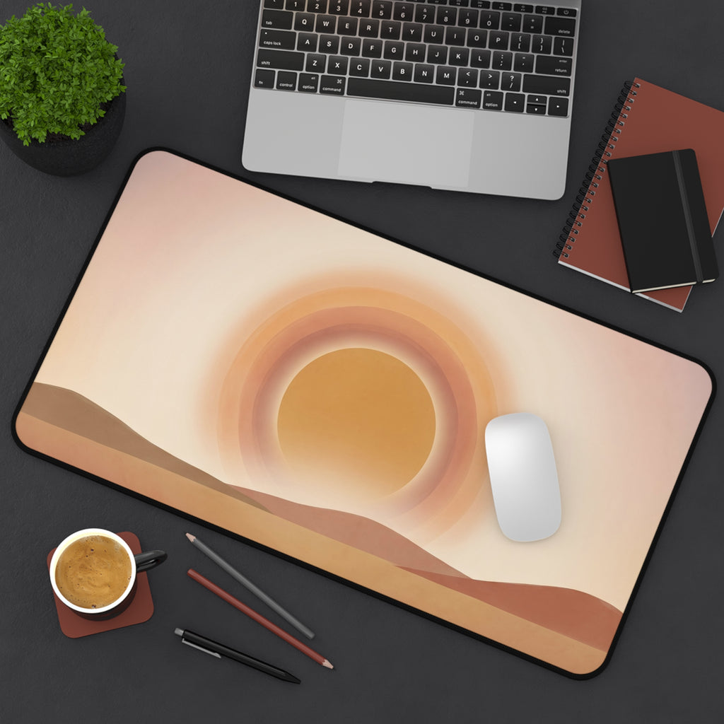 Minimalist Boho Sunset Desk Mat Warm Desert Landscape Art Aesthetic Pad