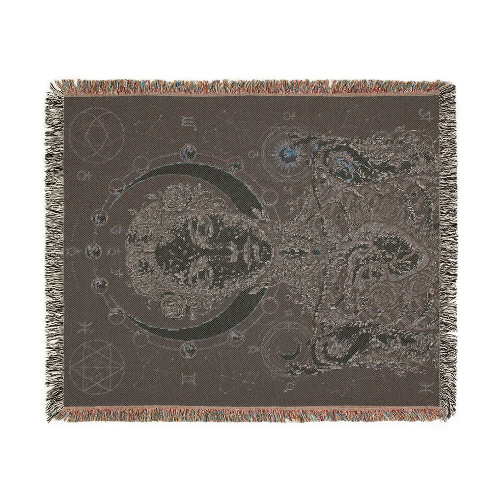 Mystical Celestial Goddess Woven Throw Blanket Dark Macabre Botanical Tapestry