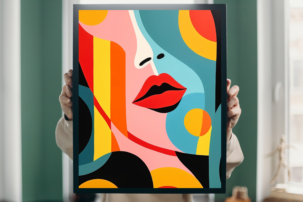 Modern art deco colorful portrait creating a creative and inspiring workspace backdrop