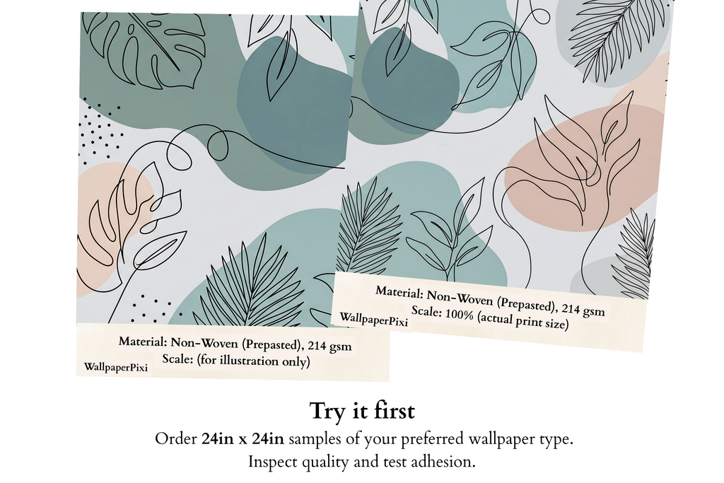 Abstract Line Art Botanical Wall Mural Pastel Organic Boho Peel Stick Wallpaper