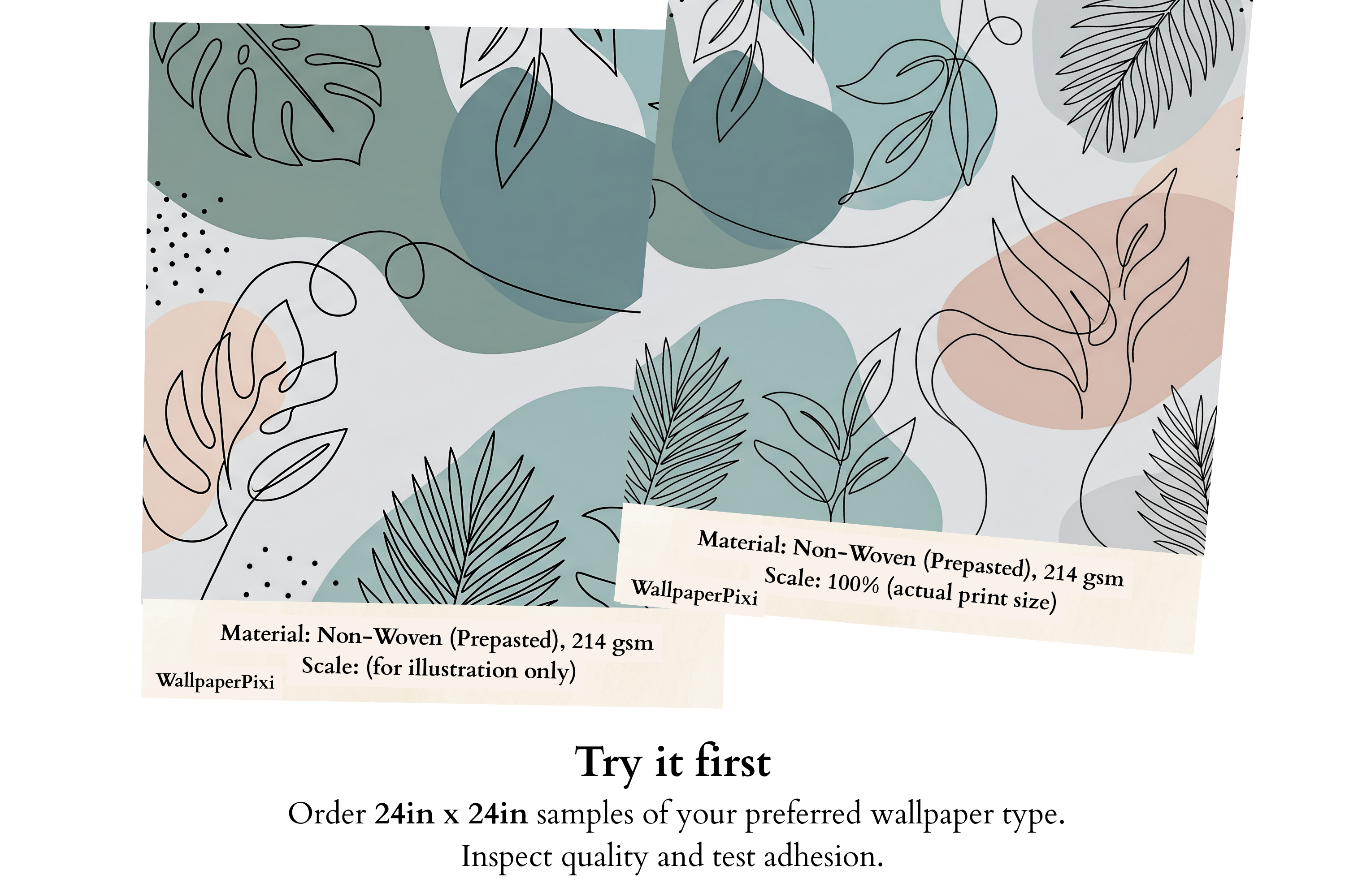 Abstract Line Art Botanical Wall Mural Pastel Organic Boho Peel Stick Wallpaper