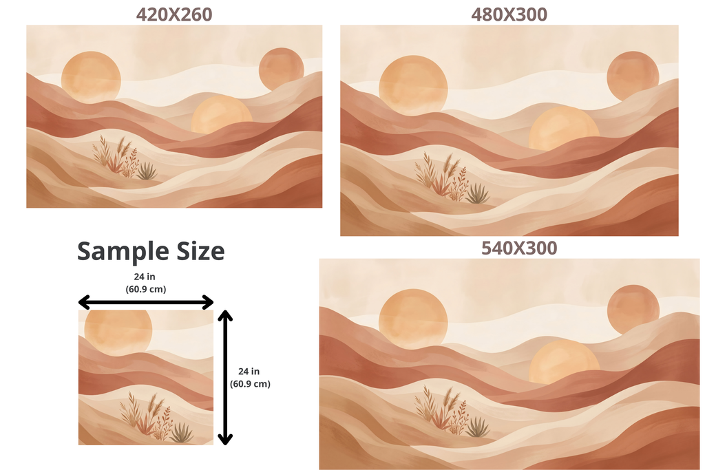 Abstract Watercolor Desert Landscape Wall Mural Warm Boho Terracotta Dunes Wallpaper