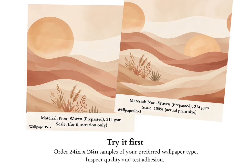 Abstract Watercolor Desert Landscape Wall Mural Warm Boho Terracotta Dunes Wallpaper