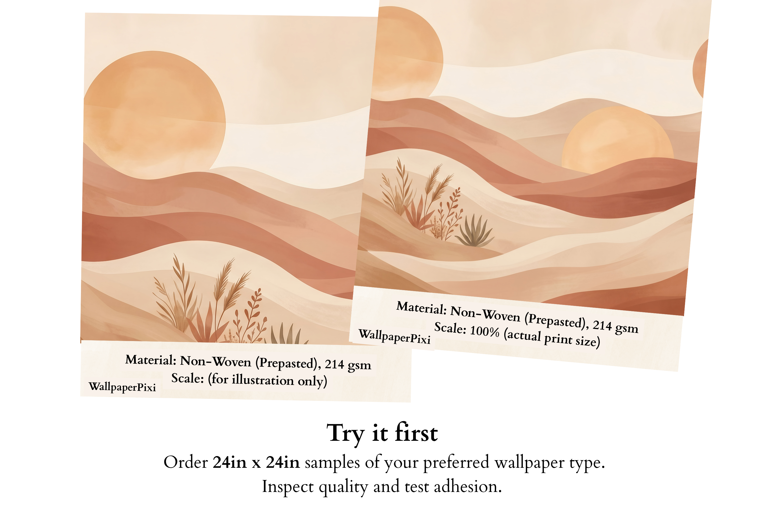 Abstract Watercolor Desert Landscape Wall Mural Warm Boho Terracotta Dunes Wallpaper