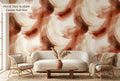 Abstract terracotta and ochre watercolor swirl wallpaper with earthy boho brushstrokes.