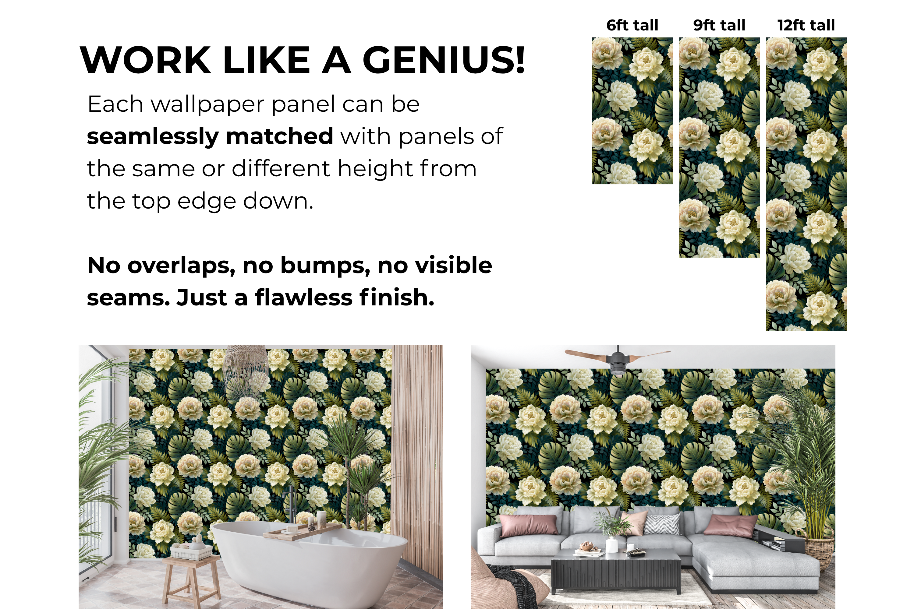 Moody Dark Tropical Peony Peel and Stick Wallpaper Botanical Bedroom