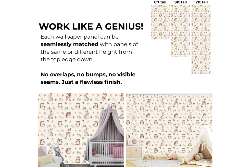 Neutral Woodland Animal Wallpaper Scandinavian Nursery Wall Decal