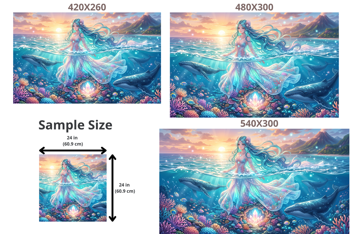 Anime Sea Goddess & Ocean Realm Wall Mural Vibrant Fantasy Underwater Wallpaper