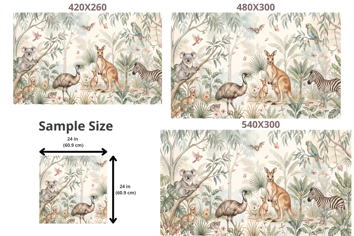 Koala and kangaroo wallpaper mural for a nursery or children's bedroom
