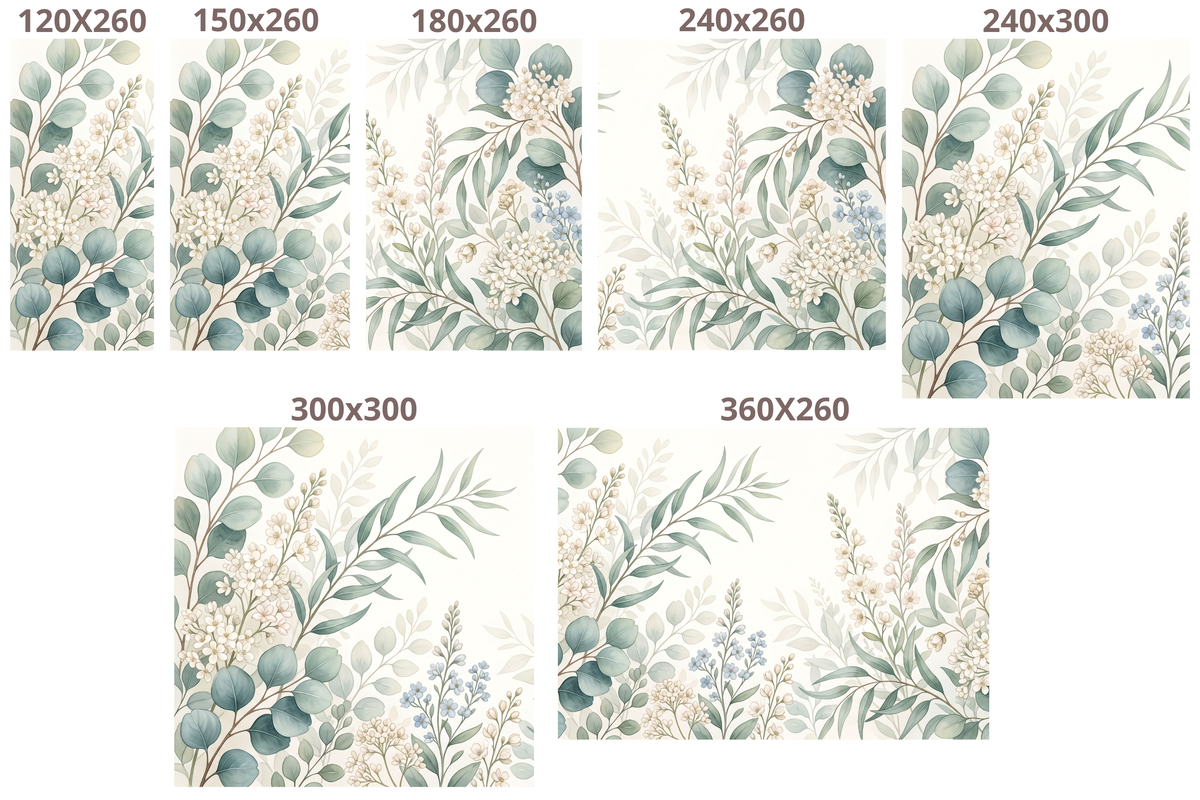 Elegant blue and sage floral wallpaper for bedroom or nursery