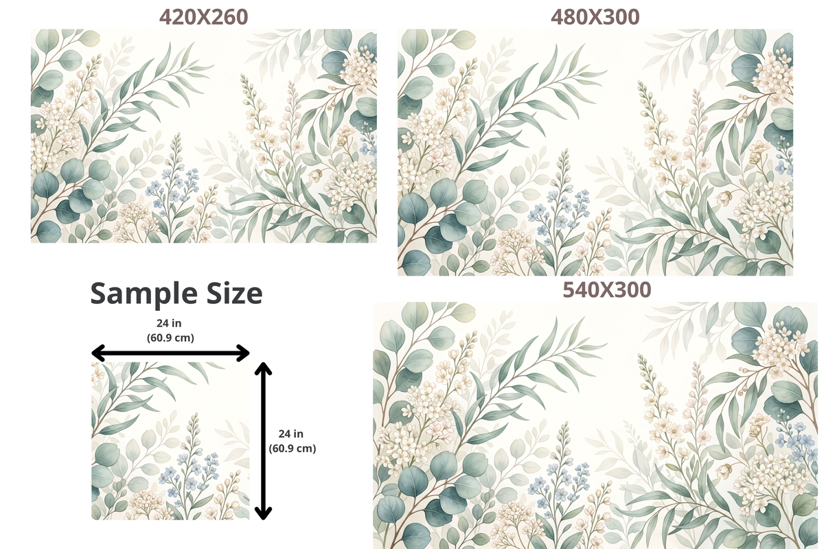 Blue Botanical Wallpaper Mural Soft Floral Eucalyptus & Wildflower Wallpaper