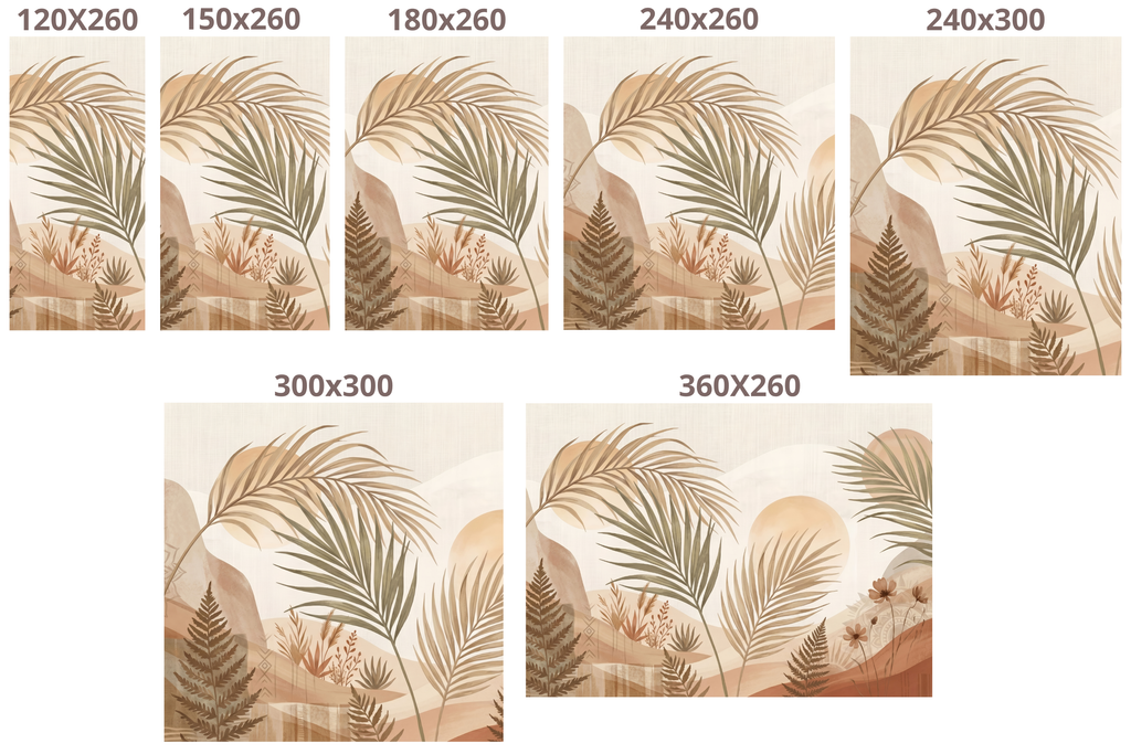 Boho Desert Oasis Landscape Wall Mural – Earthy Watercolor Botanical Wallpaper