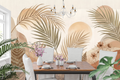 Boho Desert Oasis Landscape Wall Mural – Earthy Watercolor Botanical Wallpaper