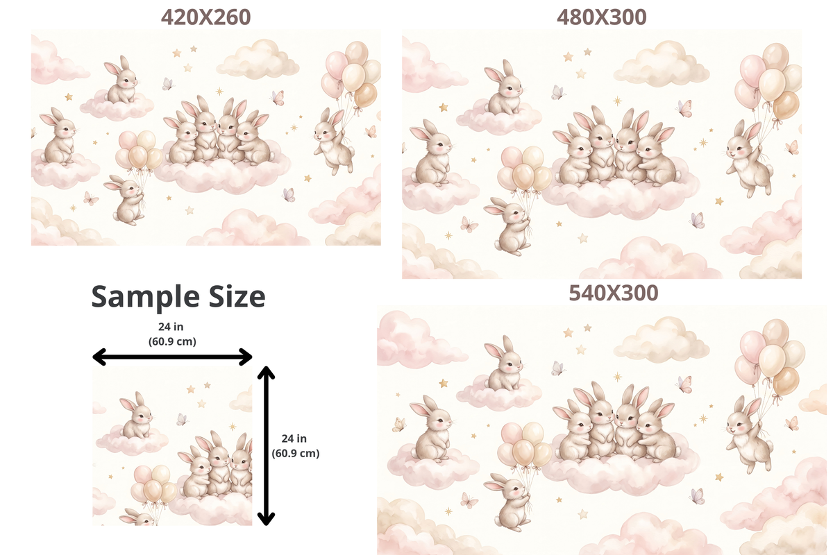 Pink and neutral bunny nursery wallpaper with butterflies