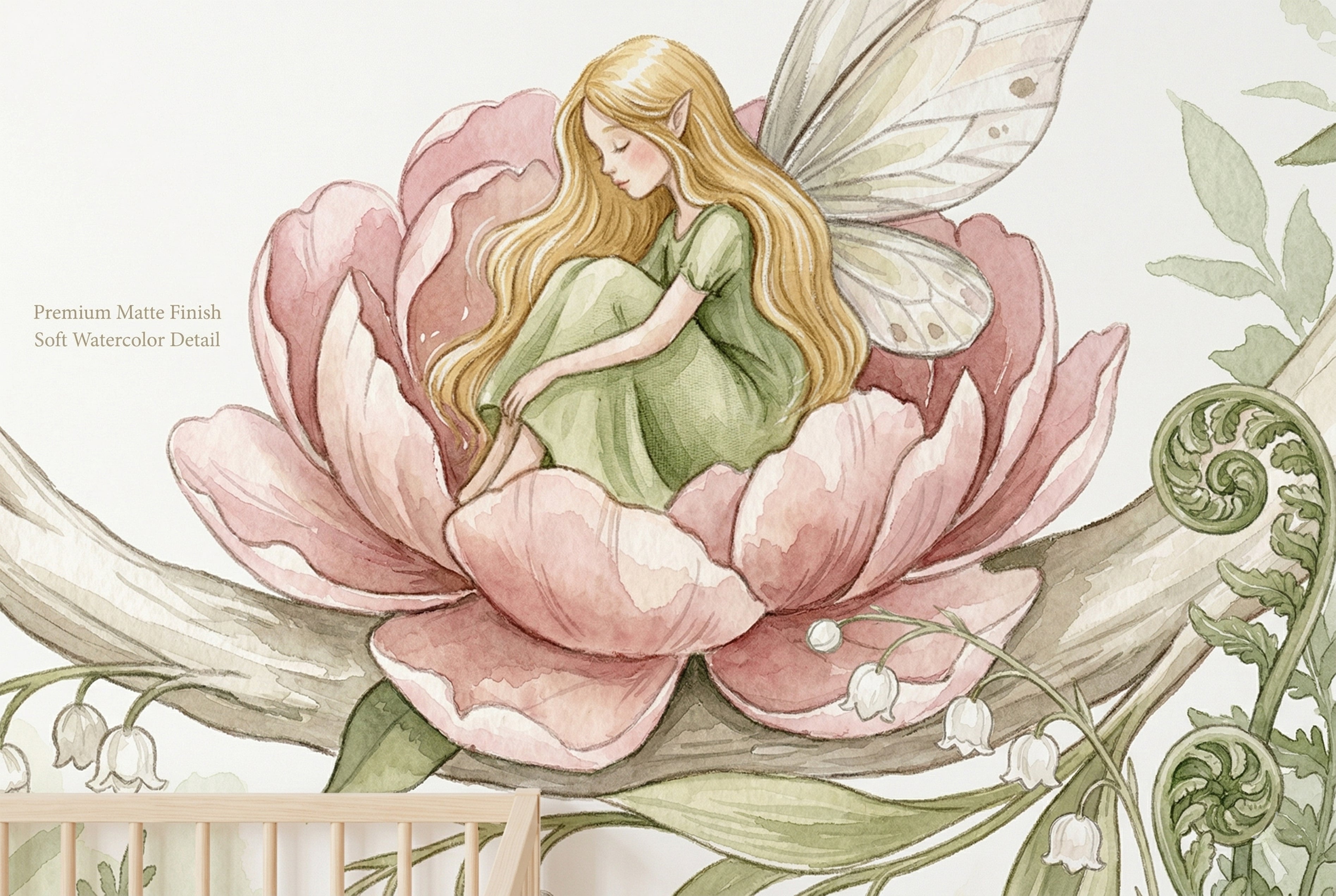 Close up of delicate fairy sitting in a blooming peony flower wallpaper