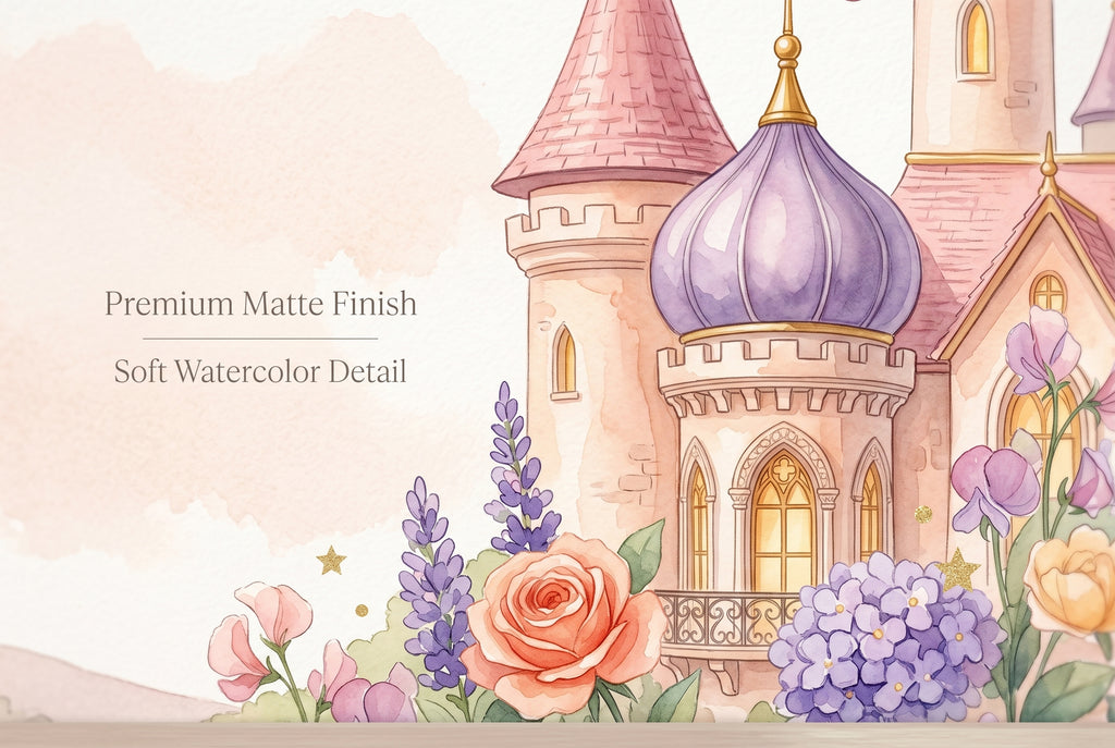 Close up of magnificent pastel pink castle and blooming hydrangeas wallpaper