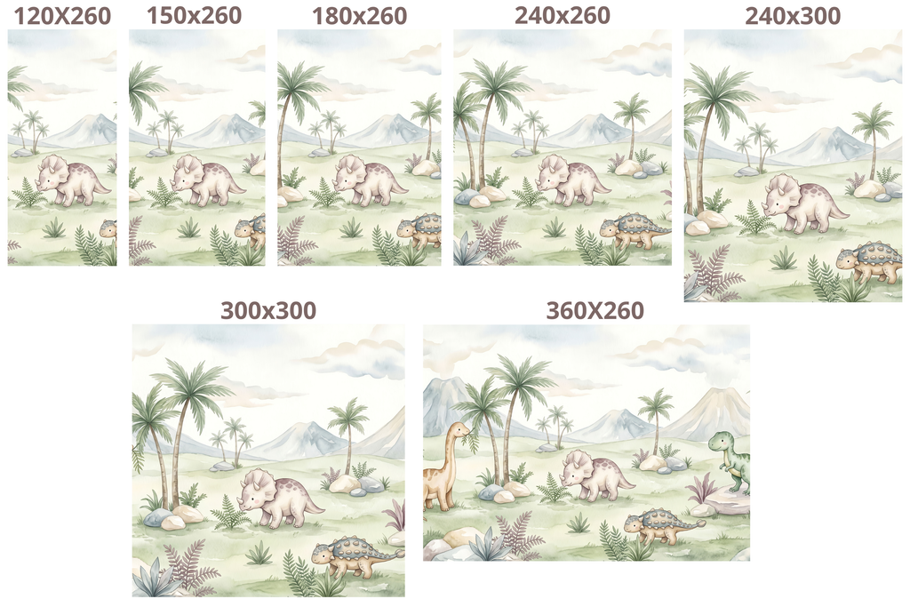 Cute Pastel Watercolor Dinosaur Friends Wall Mural Gentle Prehistoric Nursery Wallpaper