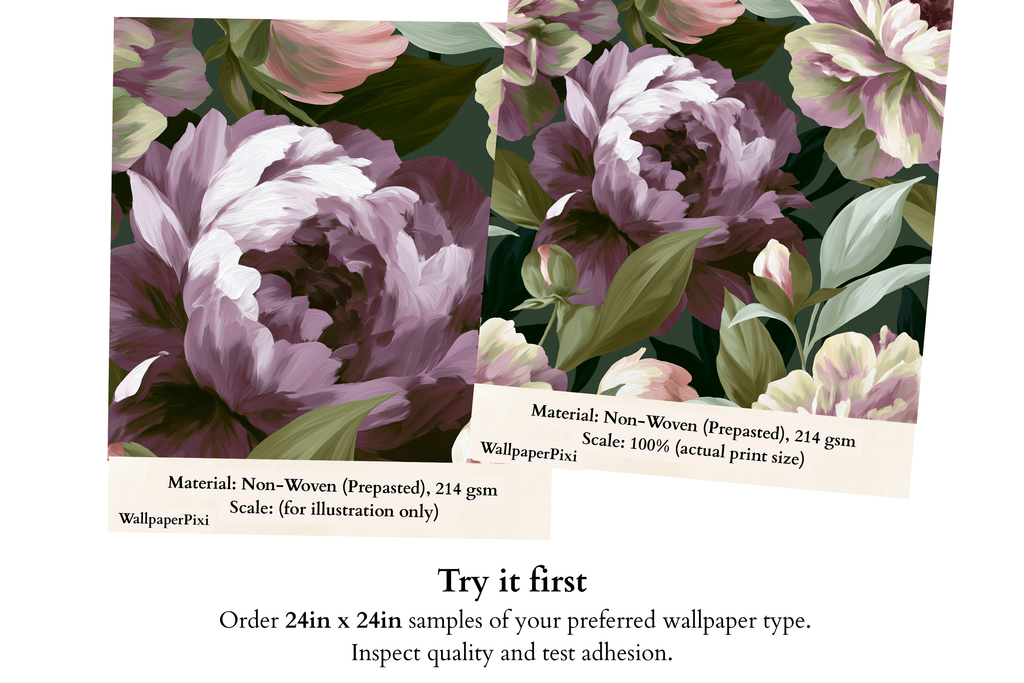 Dark Romantic Painted Peony Wallpaper Moody Floral Maximalist Wall Decal