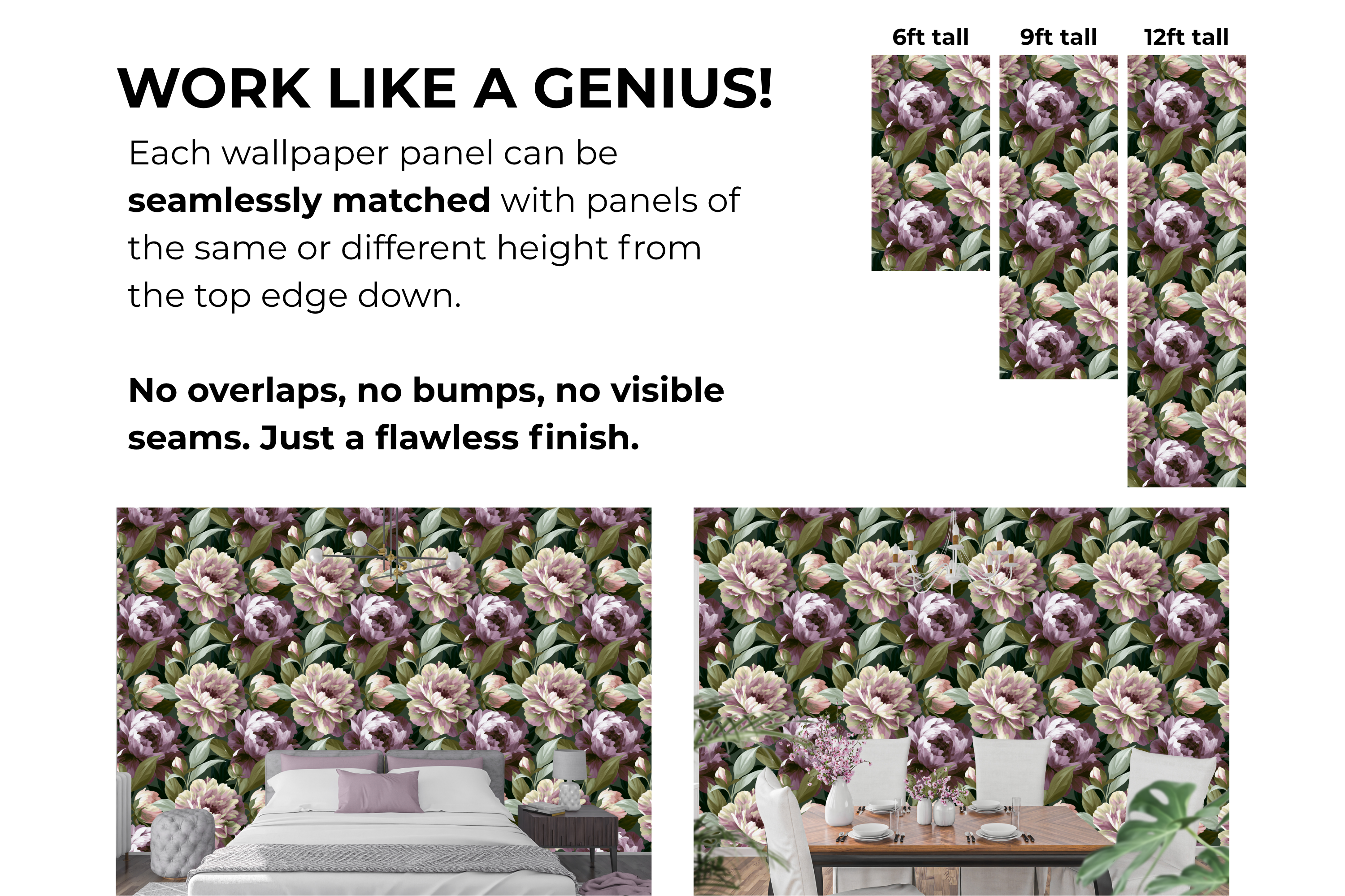 Dark Romantic Painted Peony Wallpaper Moody Floral Maximalist Wall Decal