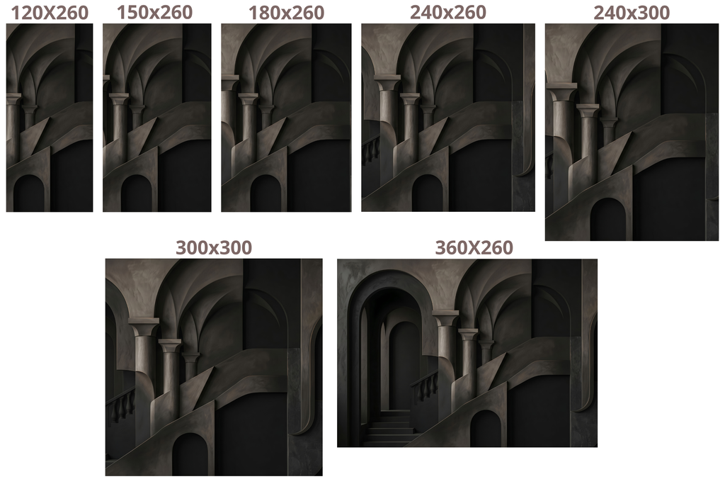 Dark Surreal Architecture Mural Moody 3D Arch & Concrete Staircase Wallpaper
