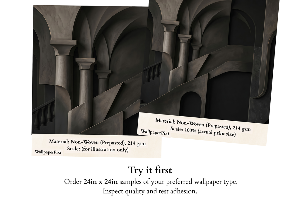 Dark Surreal Architecture Mural Moody 3D Arch & Concrete Staircase Wallpaper