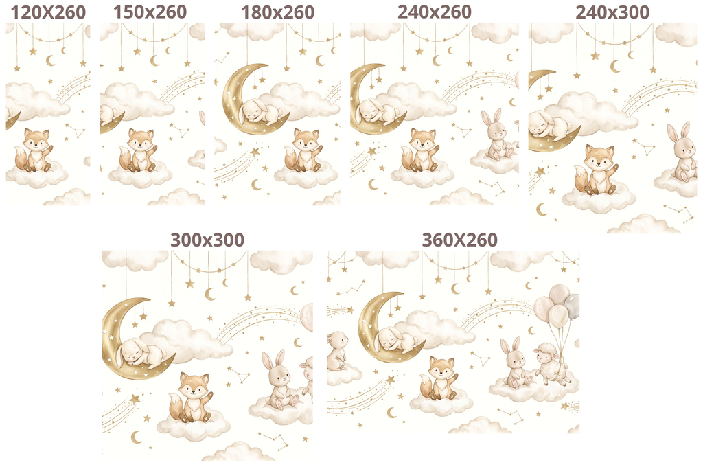 Dreamy Watercolor Sky Animals Wall Mural Neutral Celestial Nursery Wallpaper