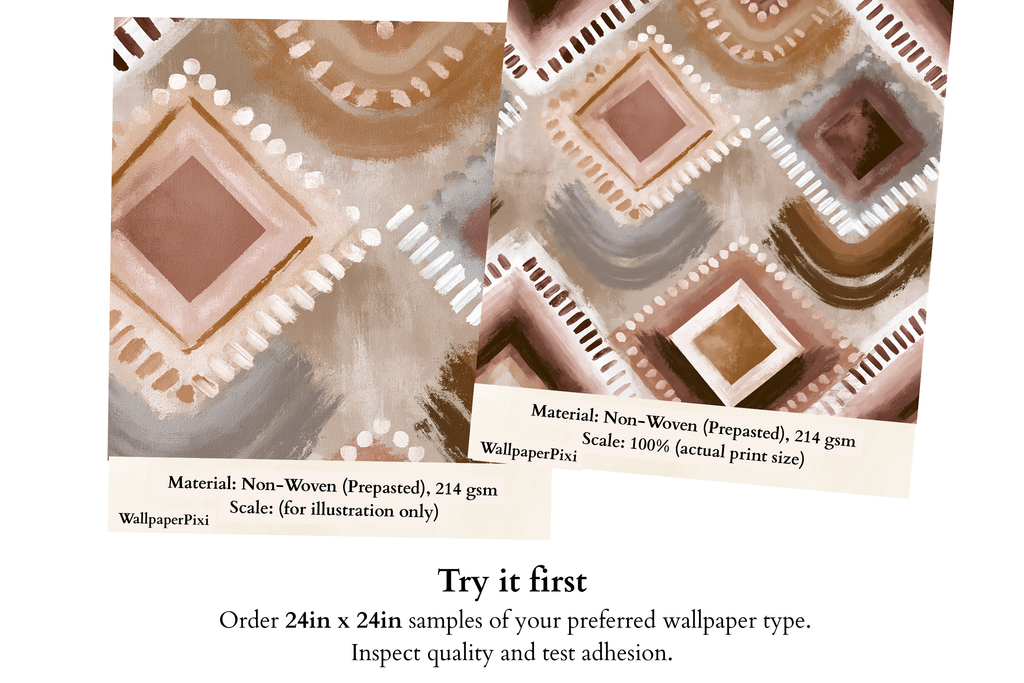 Earthy Boho Geometric Wallpaper Soft Tribal Painterly Brushstroke Wall Mural
