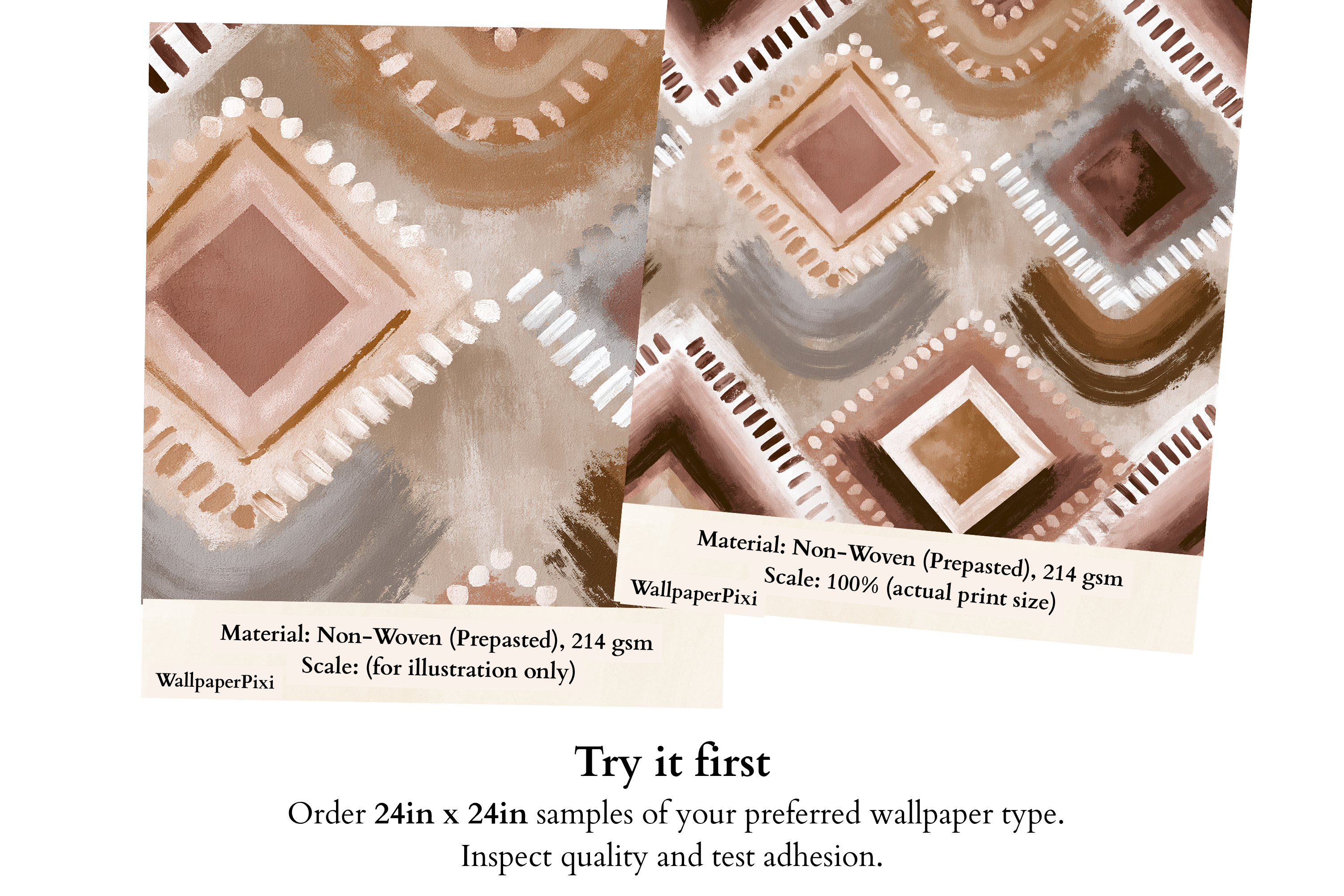 Earthy Boho Geometric Wallpaper Soft Tribal Painterly Brushstroke Wall Mural
