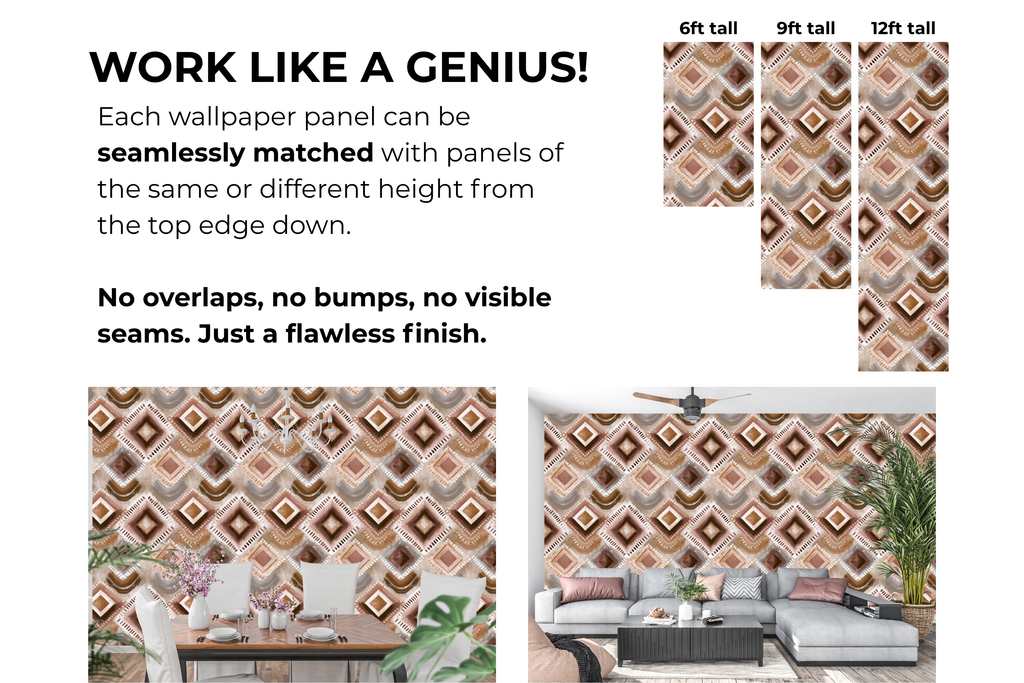 Earthy Boho Geometric Wallpaper Soft Tribal Painterly Brushstroke Wall Mural