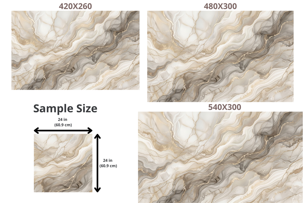 Elegant Fluid Marble Peel and Stick Mural Abstract Gold & Grey Alcohol Ink Wallpaper