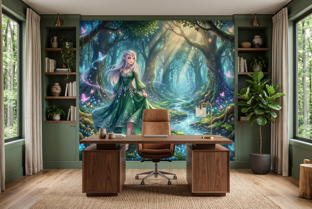 Large scale fantasy woodland landscape creating an immersive streaming background