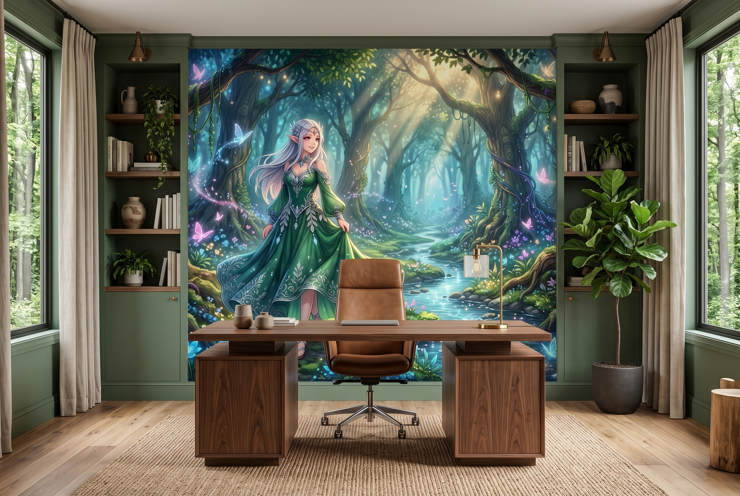 Large scale fantasy woodland landscape creating an immersive streaming background