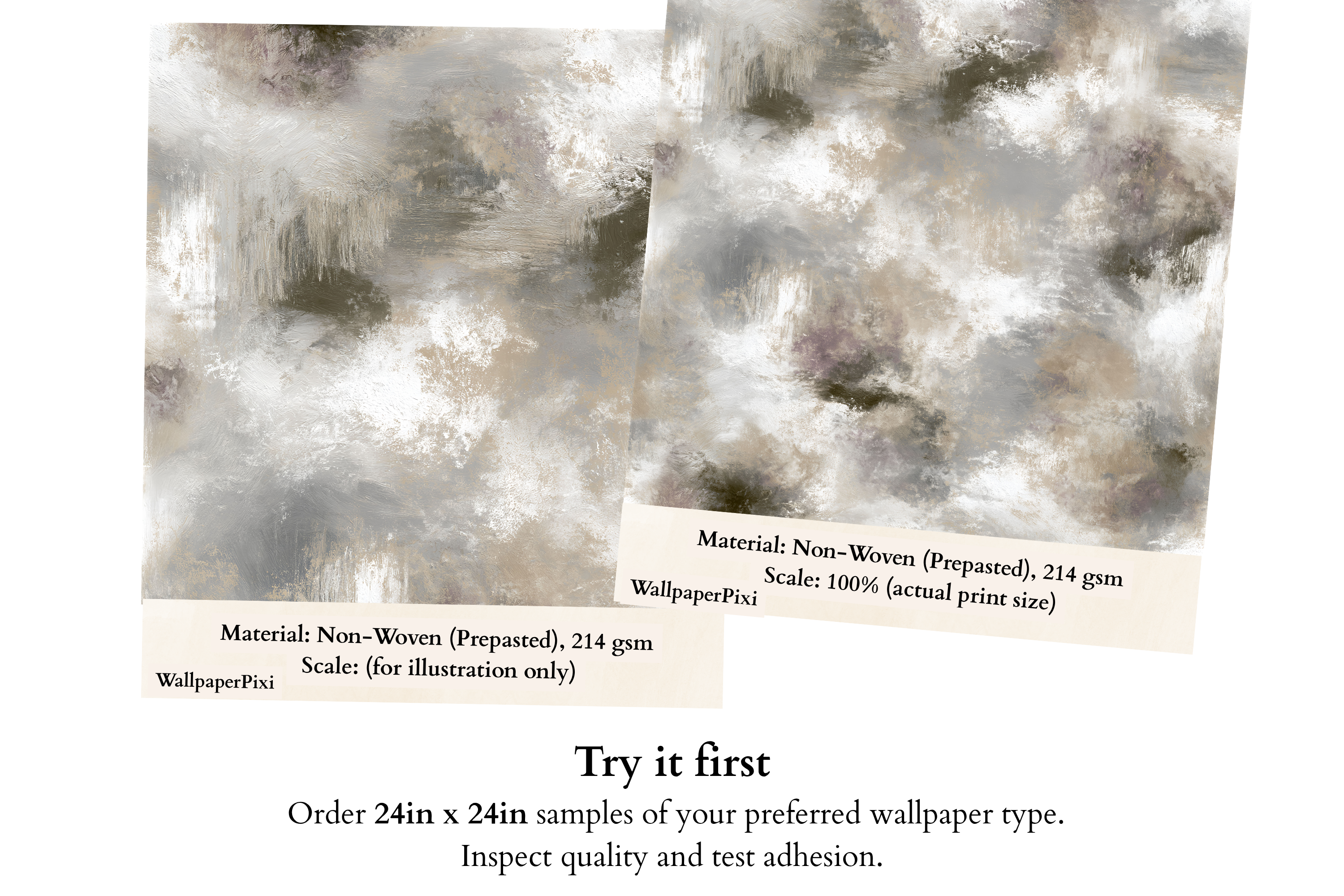 Ethereal Faux Limewash Plaster Wallpaper Soft Gray & Mauve Distressed Concrete Mural
