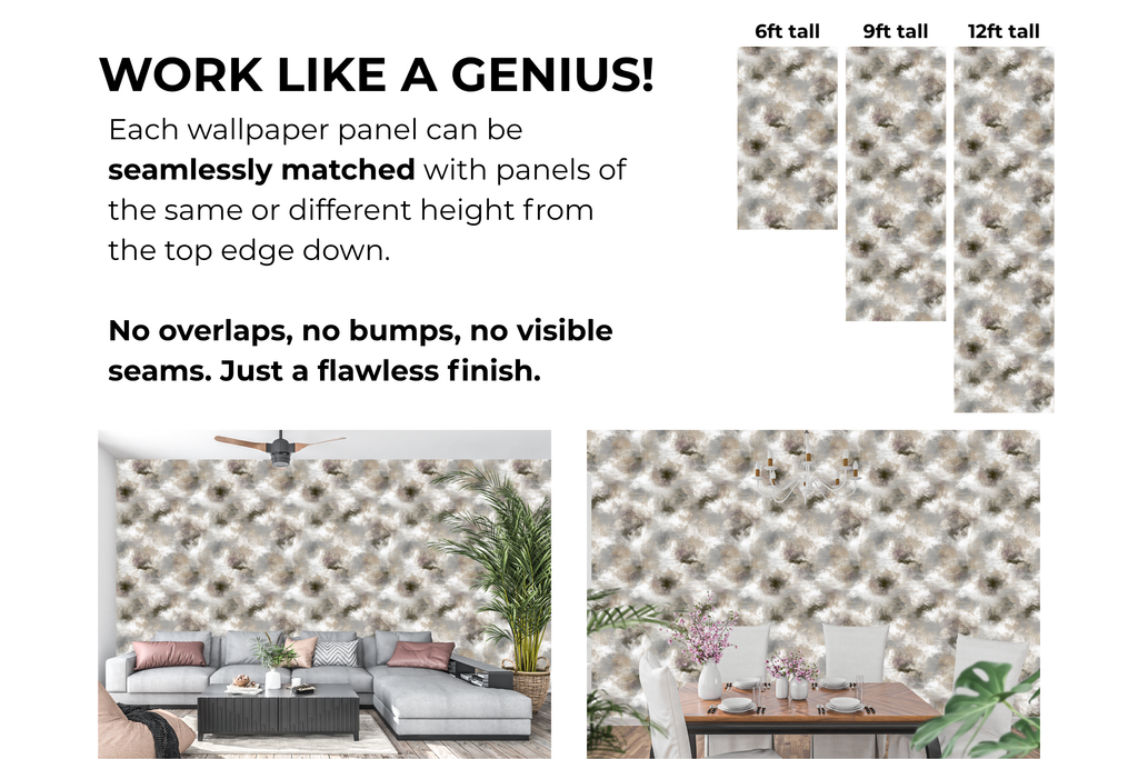 Ethereal Faux Limewash Plaster Wallpaper Soft Gray & Mauve Distressed Concrete Mural