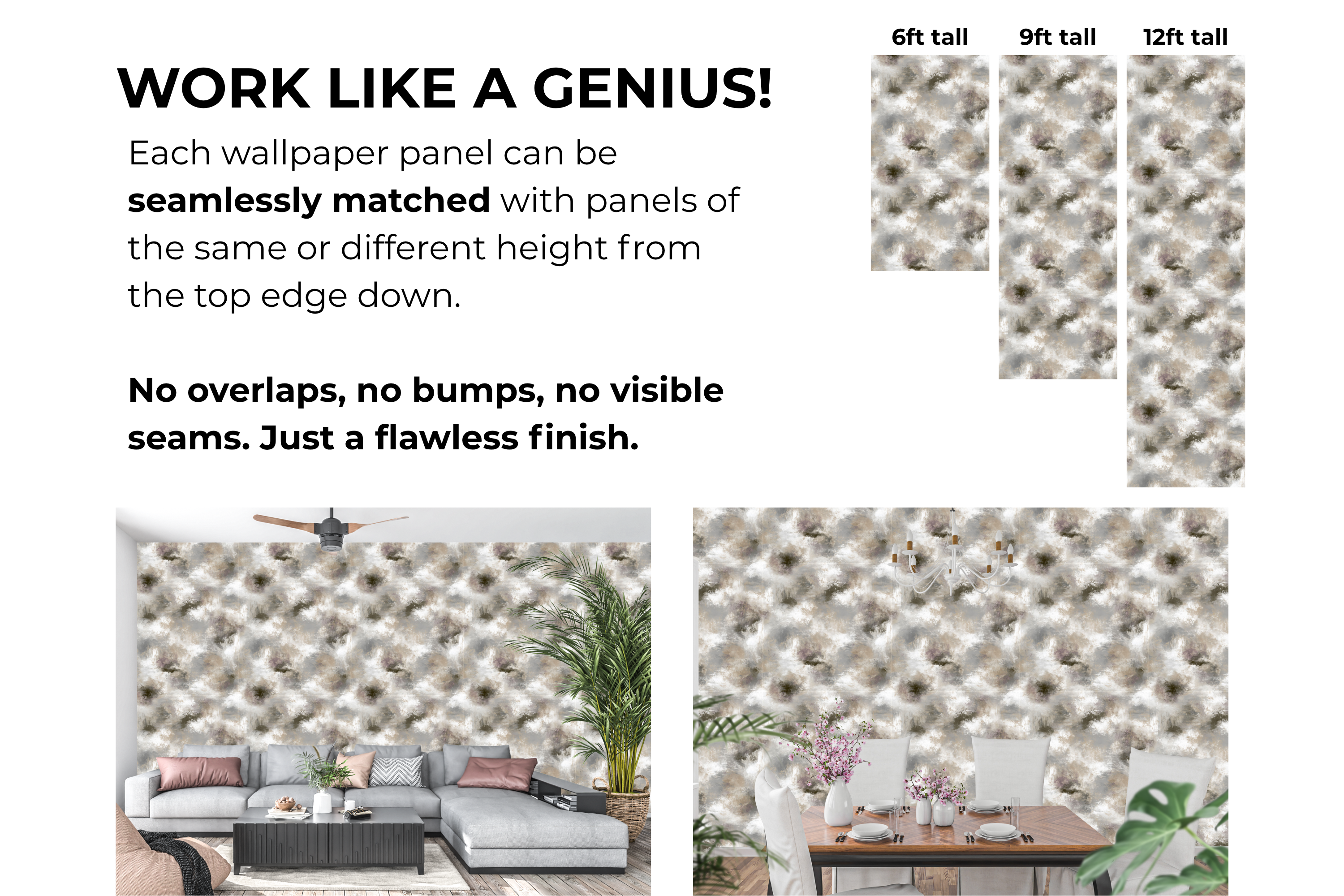 Ethereal Faux Limewash Plaster Wallpaper Soft Gray & Mauve Distressed Concrete Mural