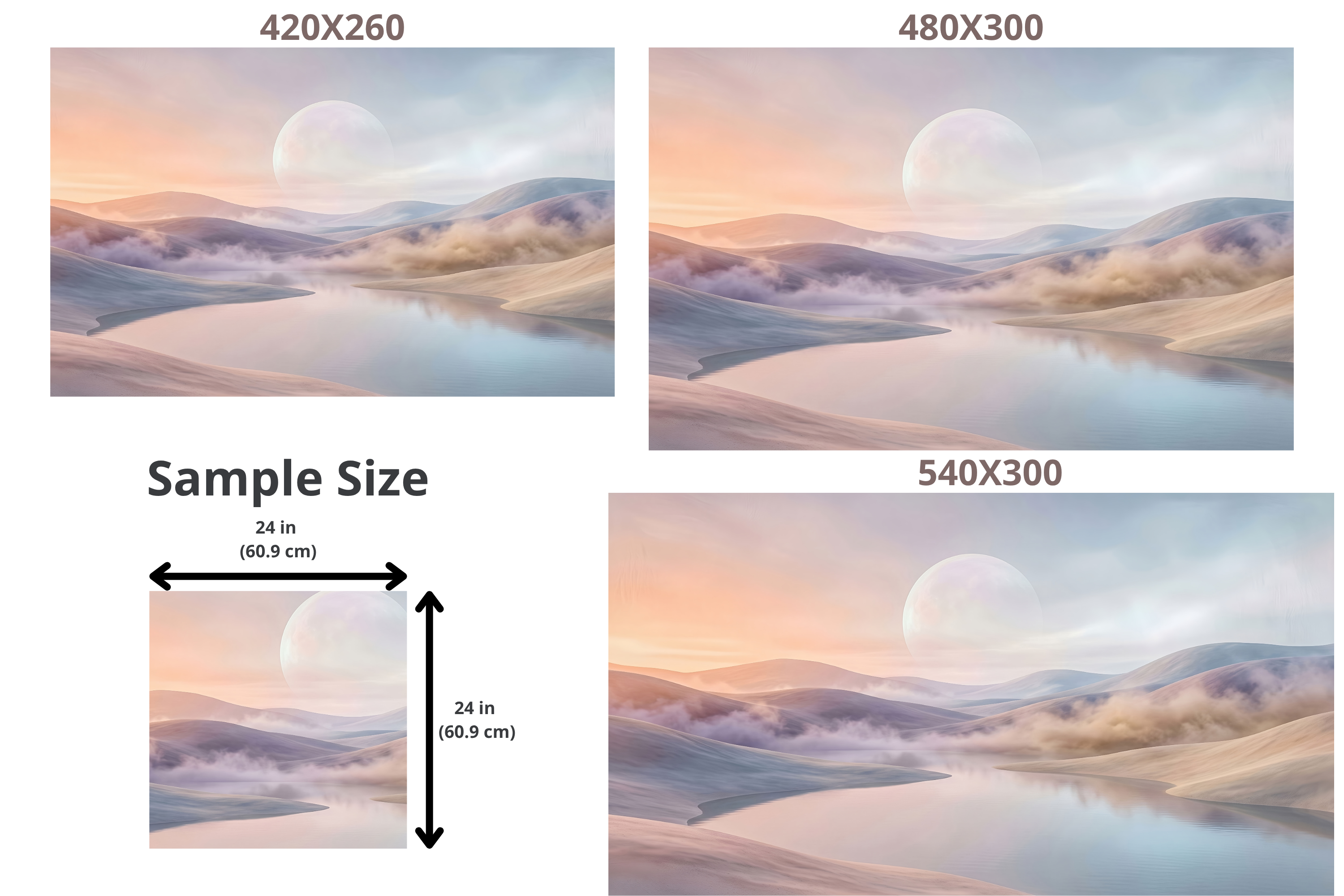Ethereal Pastel Moon Landscape Mural Serene Dreamscape & Misty Water Wallpaper