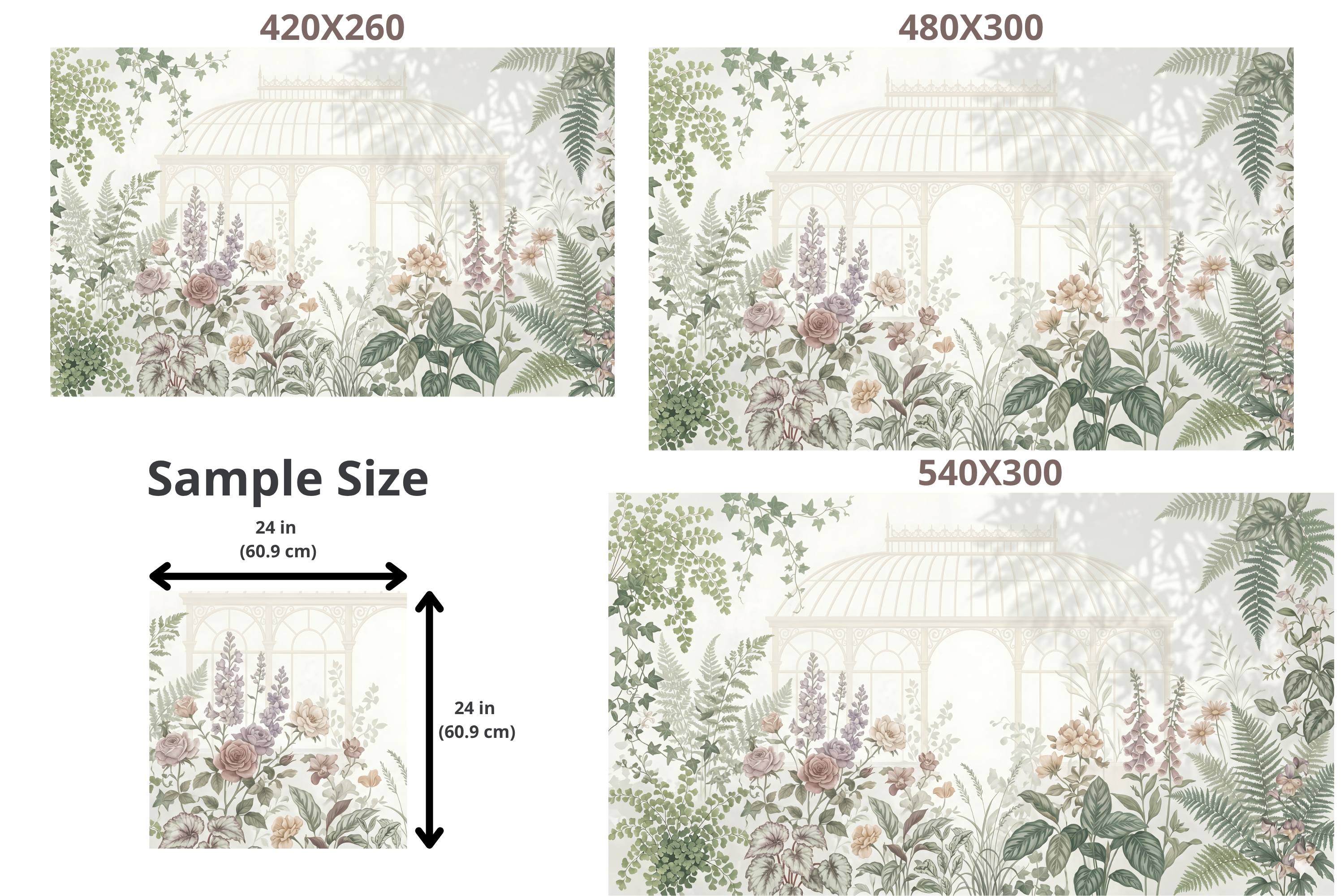 Ethereal Victorian Conservatory Wall Mural Vintage Botanical Garden & Glasshouse Wallpaper