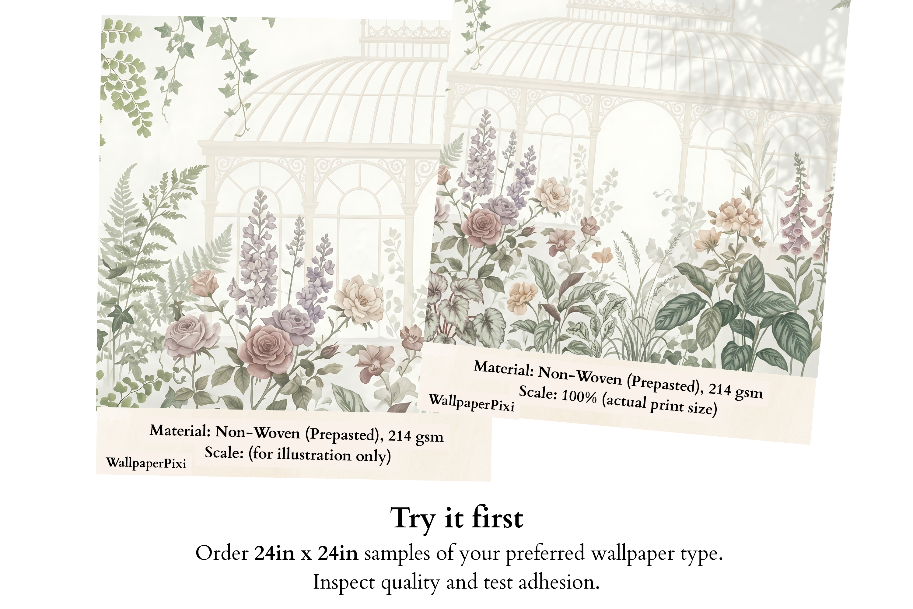 Ethereal Victorian Conservatory Wall Mural Vintage Botanical Garden & Glasshouse Wallpaper