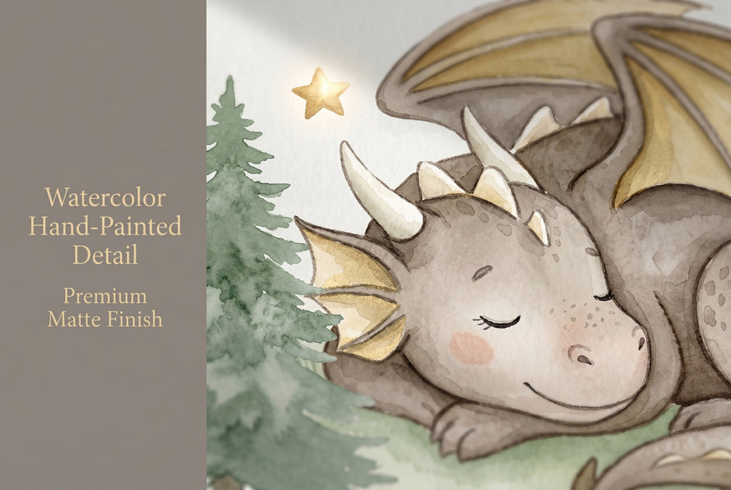 Extreme close-up of the watercolor baby dragon wallpaper showing painterly texture and soft details.