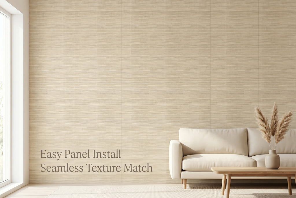 Natural Grasscloth Texture Wallpaper | Woven Jute Effect