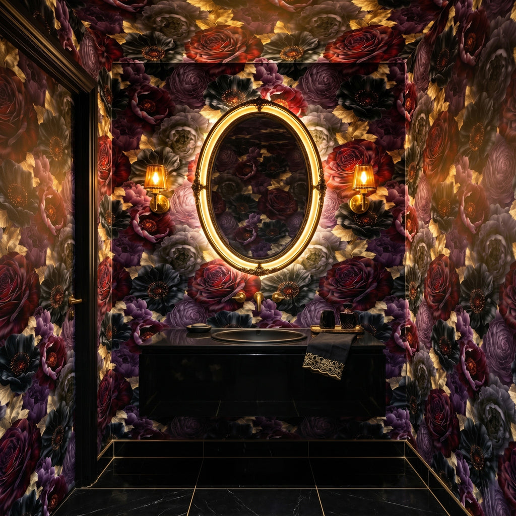 Dark Floral Wallpaper Gothic Rose Peony Moody Bedroom