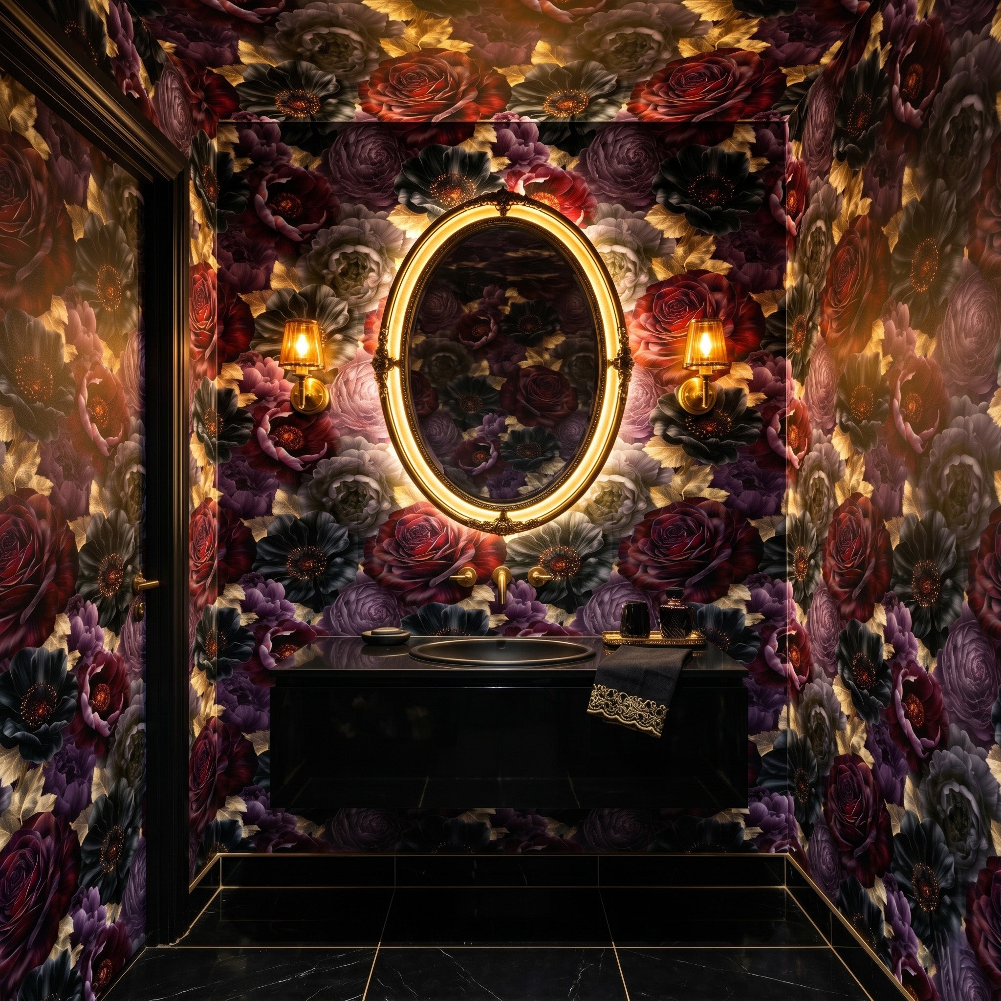 Dark Floral Wallpaper Gothic Rose Peony Moody Bedroom