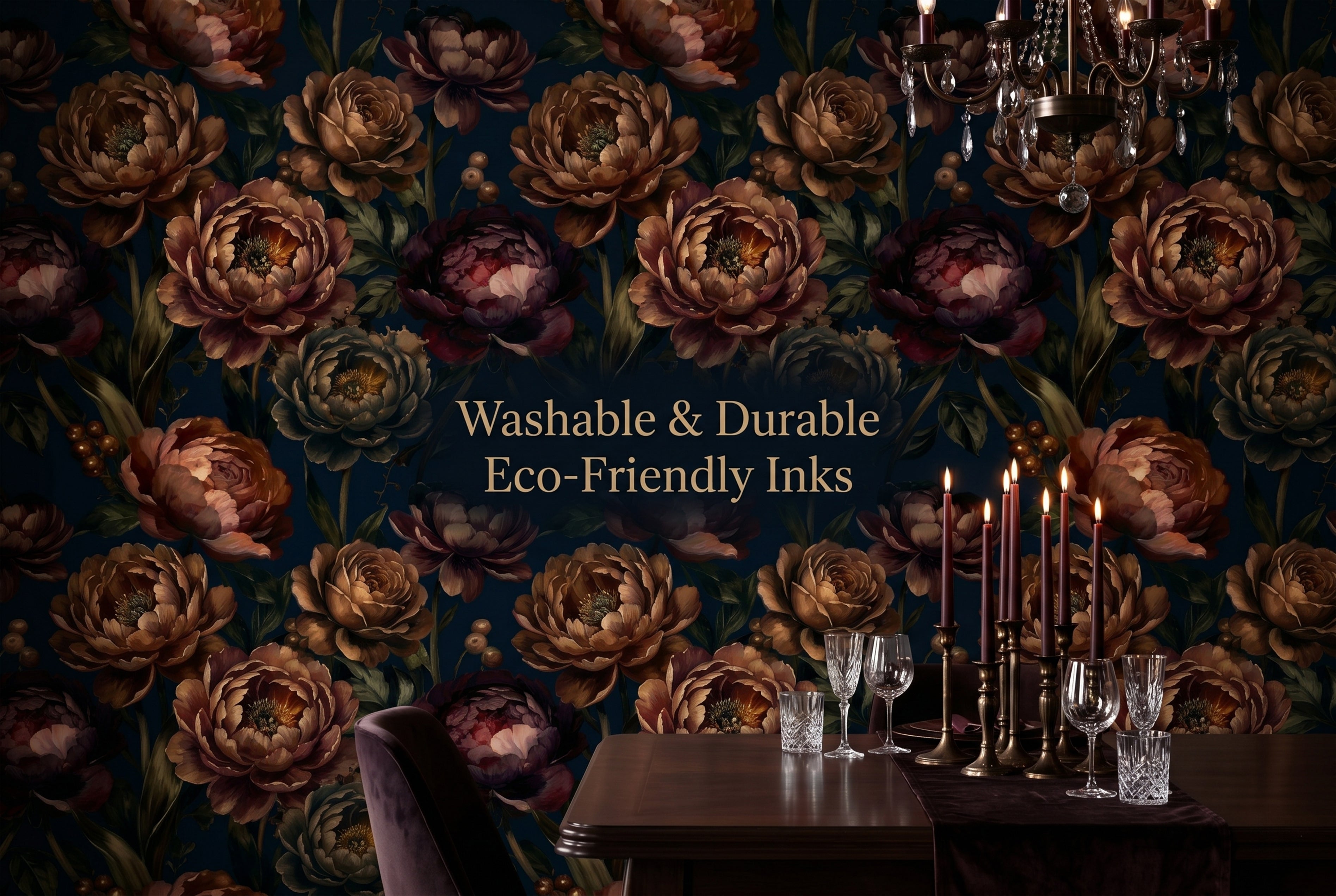 Moody Vintage Peony Wall Mural Dark Floral Wallpaper