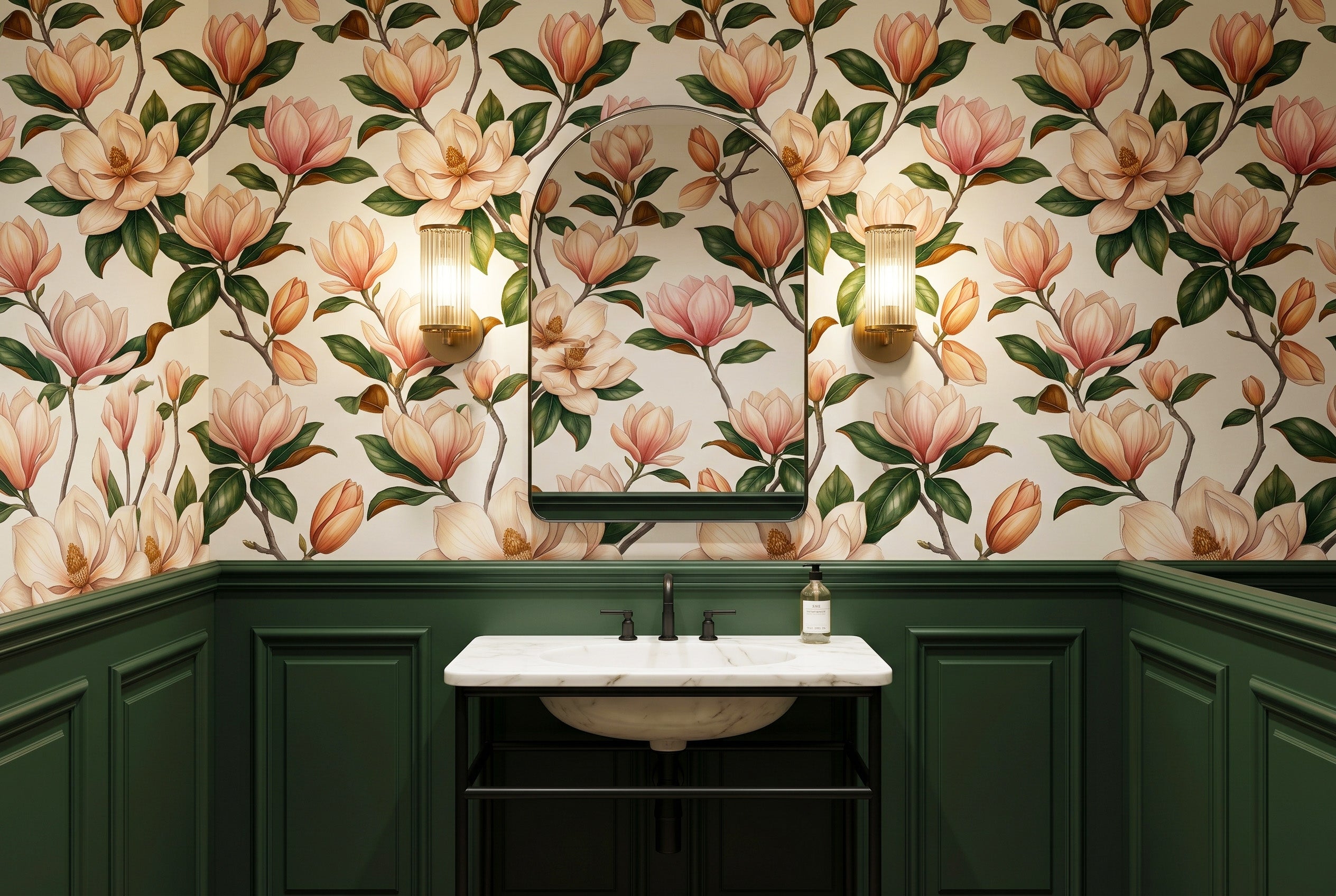 Pink Magnolia Floral Wallpaper Premium Peel and Stick, Romantic Bedroom & Nursery Wall Decor