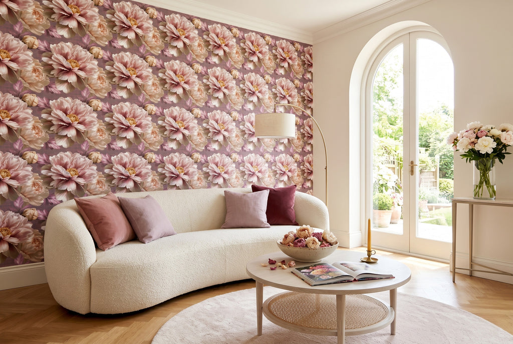 Peony Wallpaper Blush Pink Oversized Floral Bedroom Nursery