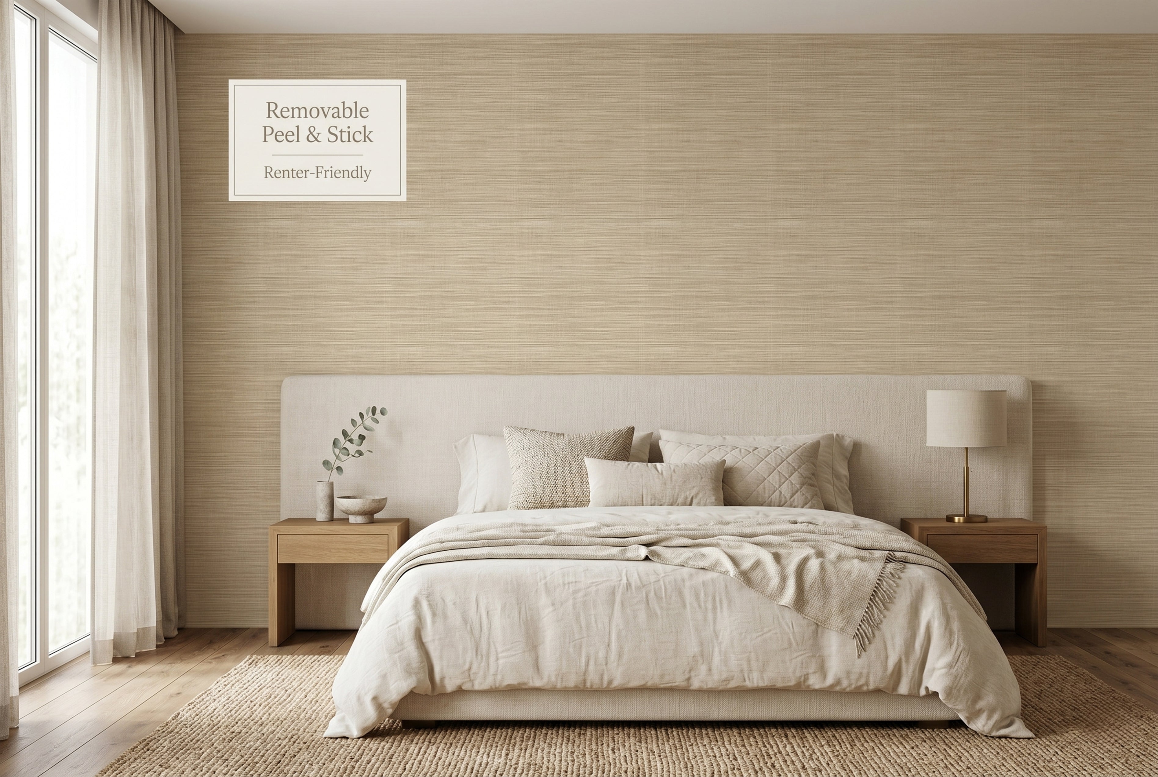 Natural Grasscloth Texture Wallpaper | Woven Jute Effect