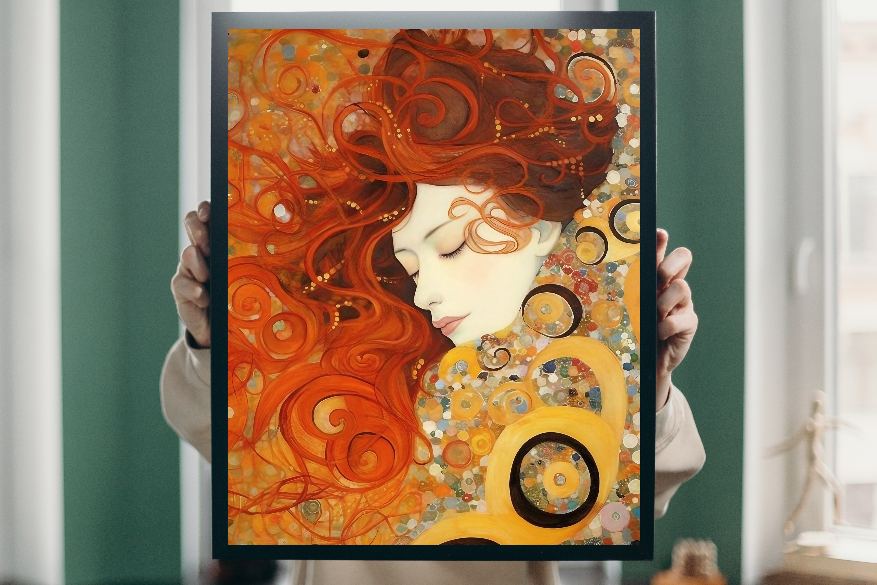 Luxurious symbolist wall decor welcoming guests in a chic, upscale salon or boutique